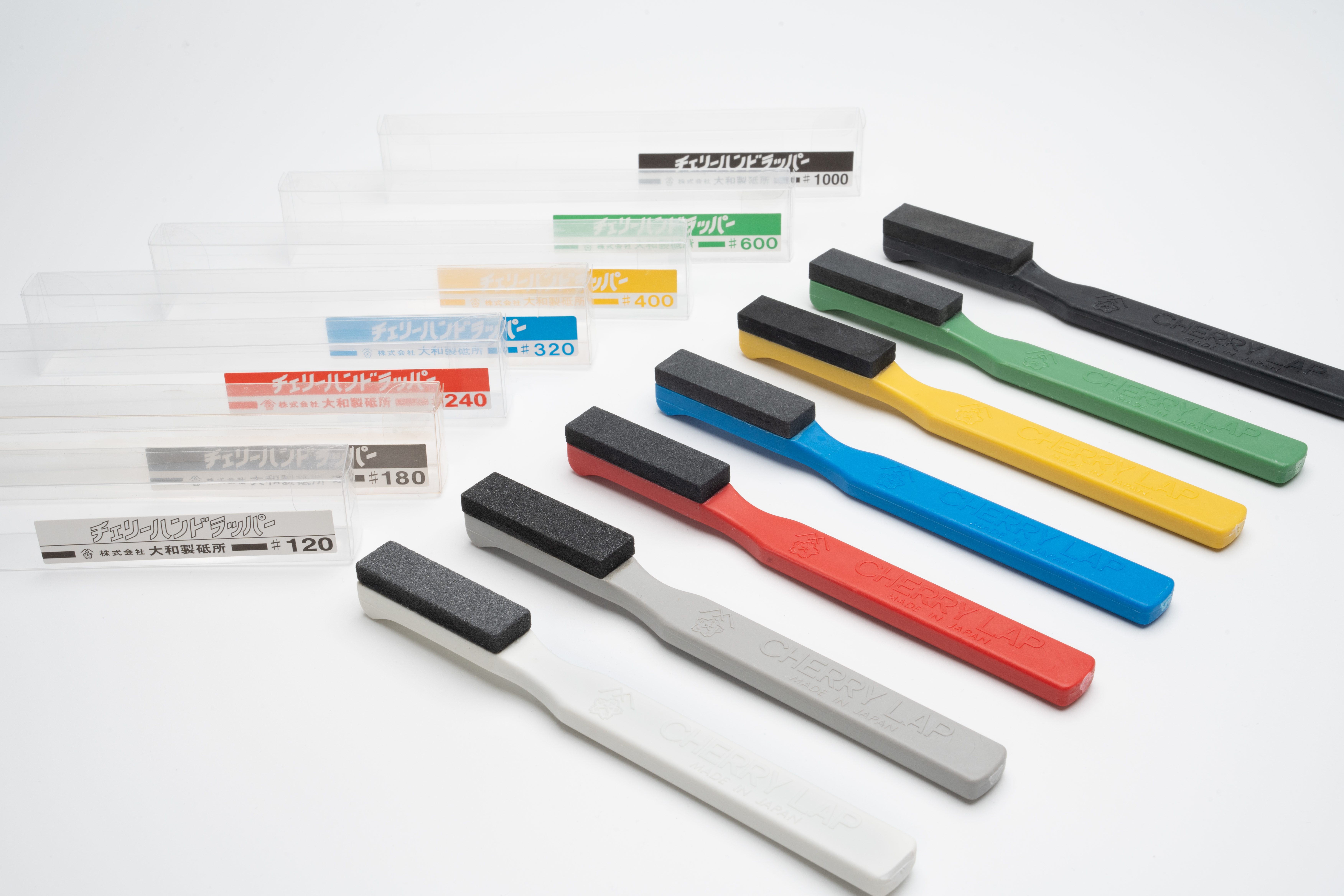 手使い砥石　ハンドラッパー　150㎜（砥石部：45ｘ12ｘ5）　#120　大和製砥所